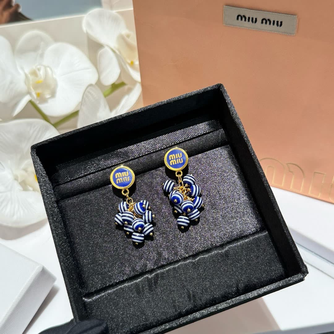 Miu Miu Blue and Gold Earrings